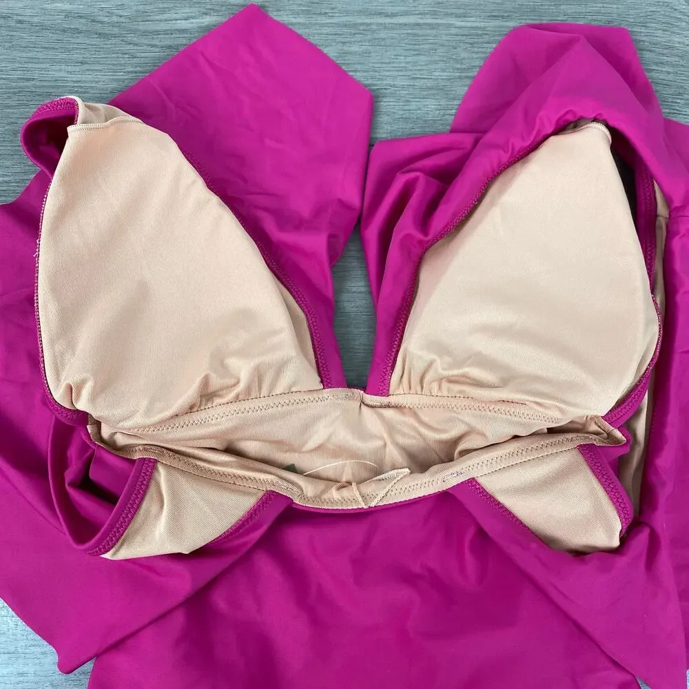 J.Crew Magenta Orchid Ruffle One Piece Swimsuit Sz.4 NWT